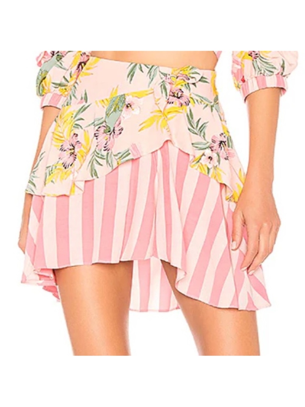 For Love And Lemons Pink Floral High-Low Skirt